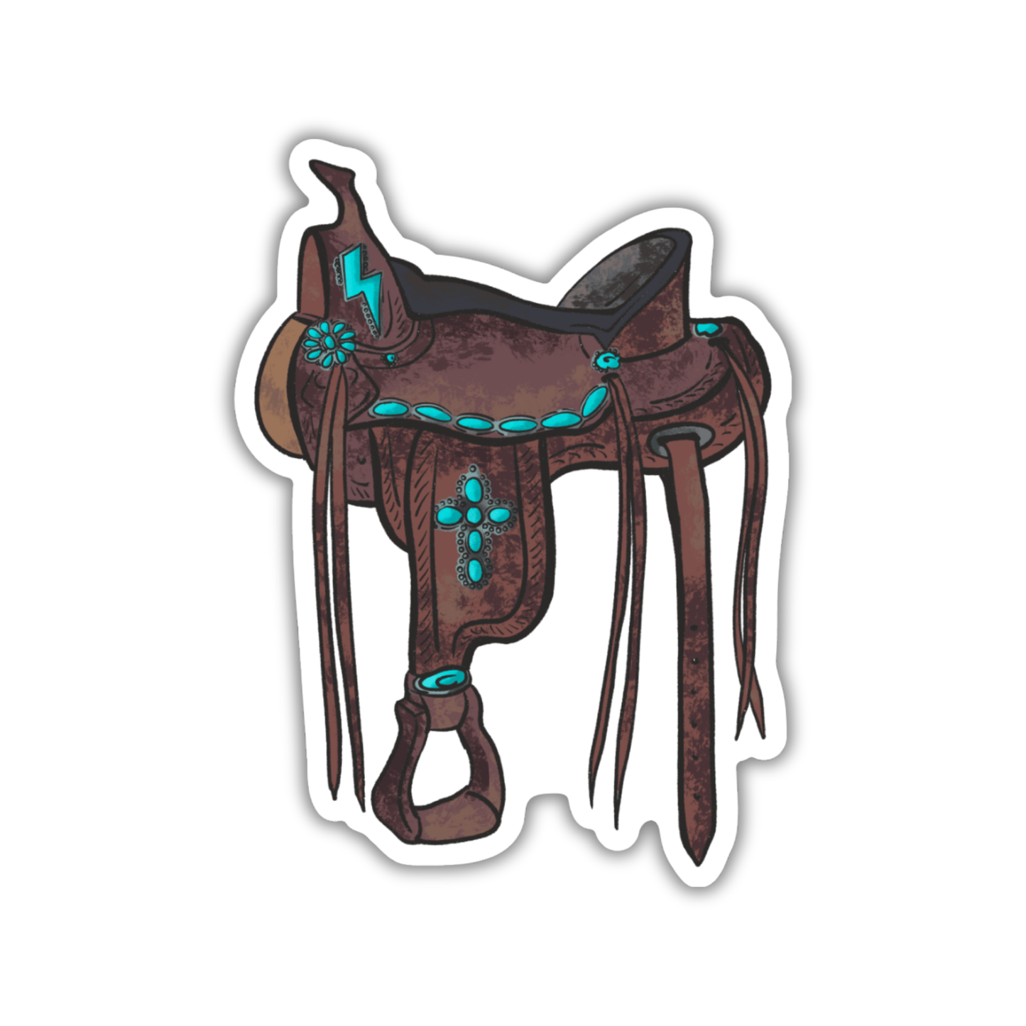 Turquoise Western Saddle - Sticker