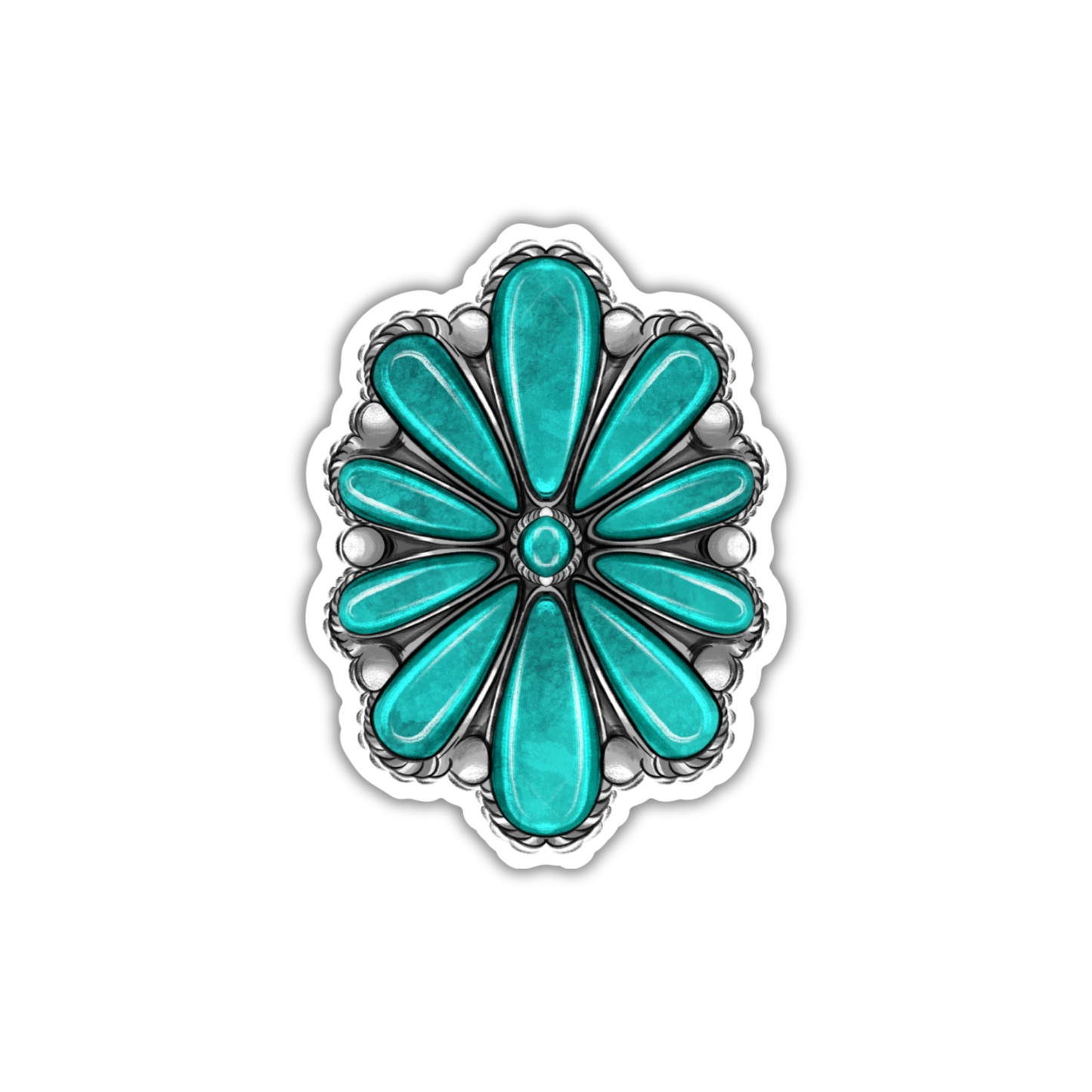 Turquoise Oval Concho - Sticker