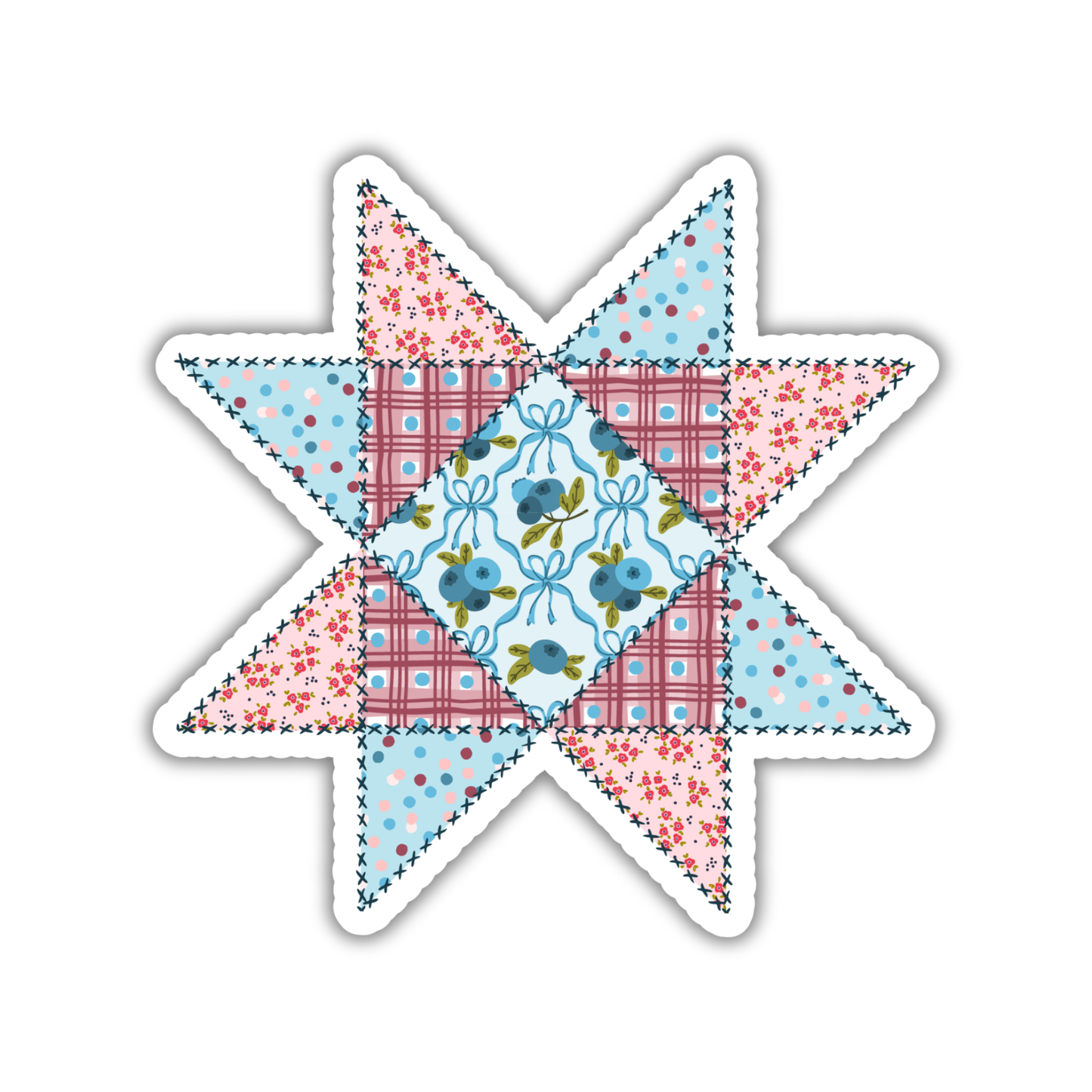Blueberry Quilt Patch - Sticker